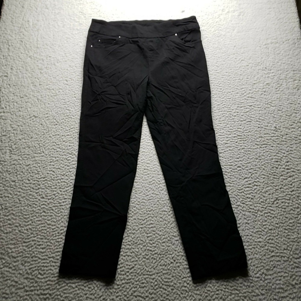 Jenna Rose Dress Pants Womens 14 Black Knit Pull On Elastic Waist Stretch Casual
